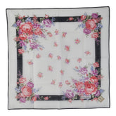 サンローラン フラワー 花柄 スカーフ ハンカチ ホワイト マルチカラー コットン レディース SAINT LAURENT 【中古】